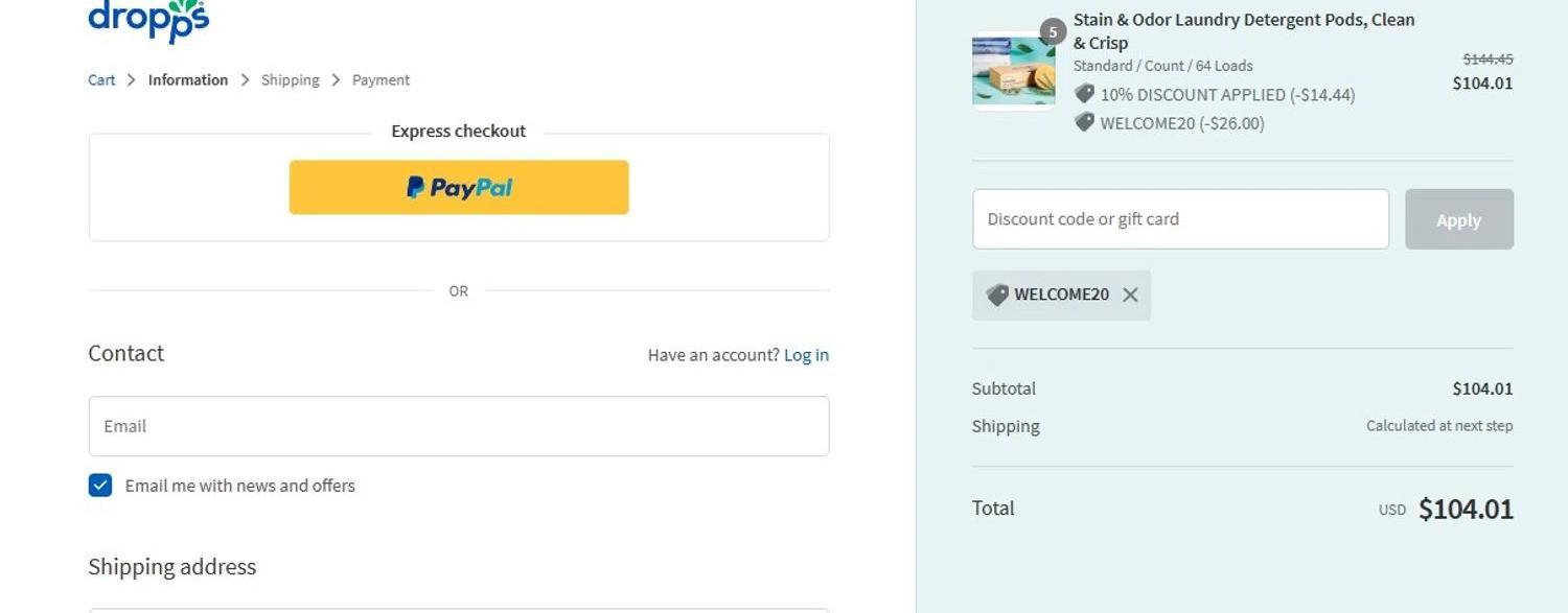 How to apply Dropps coupon code